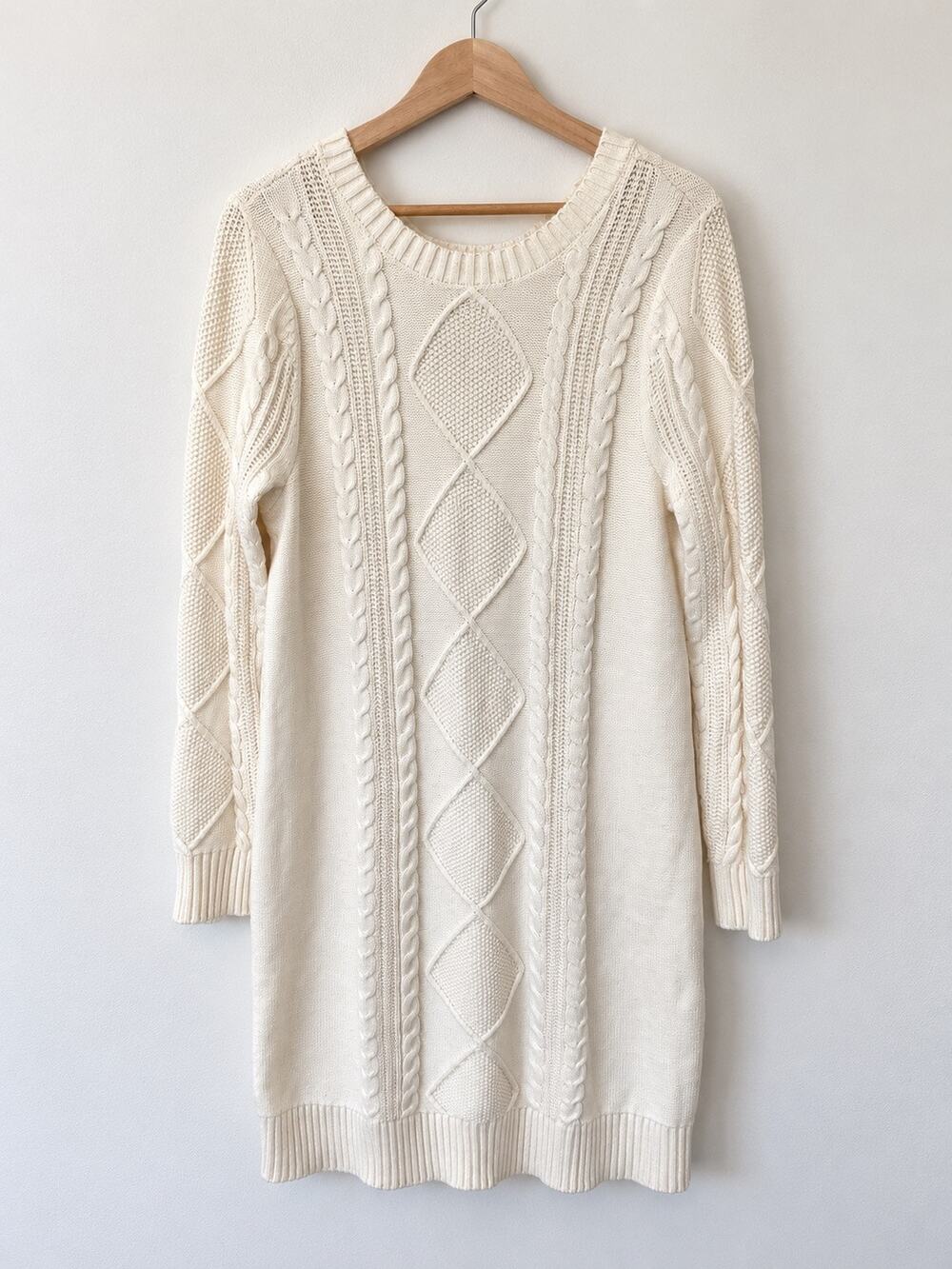 NWT Torrid Cable Knit Sweater Mini Dress Whisper White Bow Back Size 0